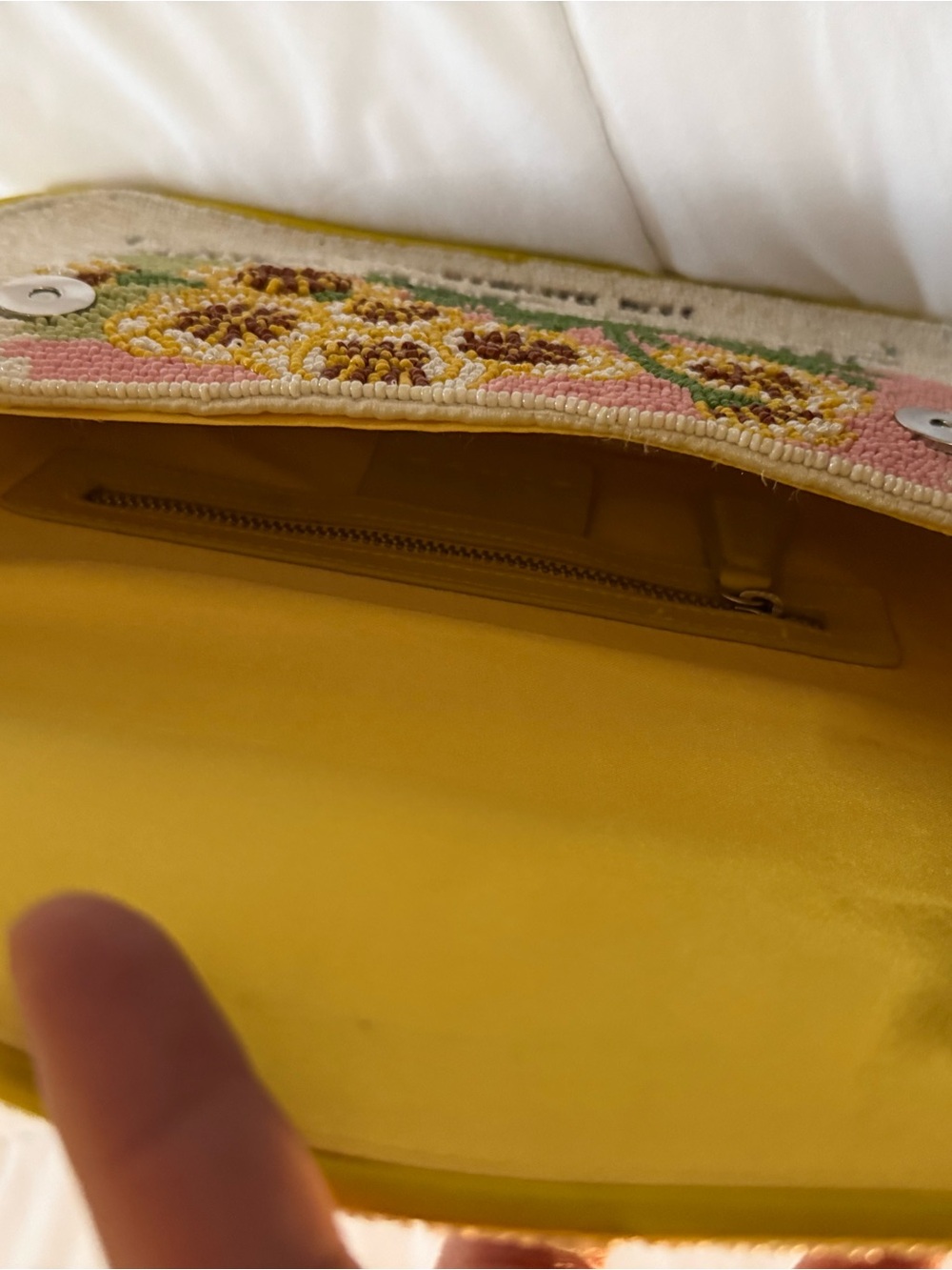 STAUD Yellow Floral Beaded Shoulder Bag - Picture 6 of 7